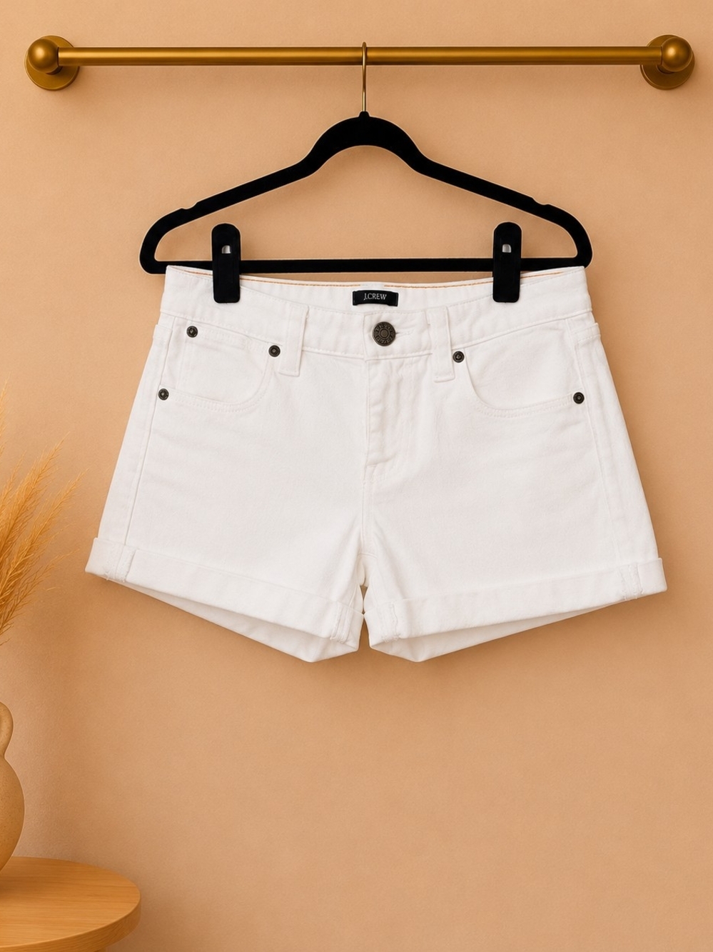 J. Crew White Rolled-Hem Denim Shorts